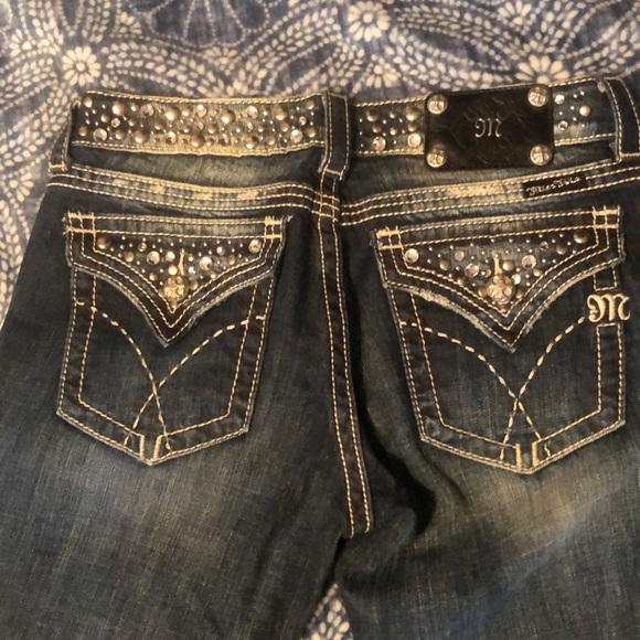 Miss Me Women's Boot Cut Jeans - Blue with Silver Accents - Picture 3 of 4